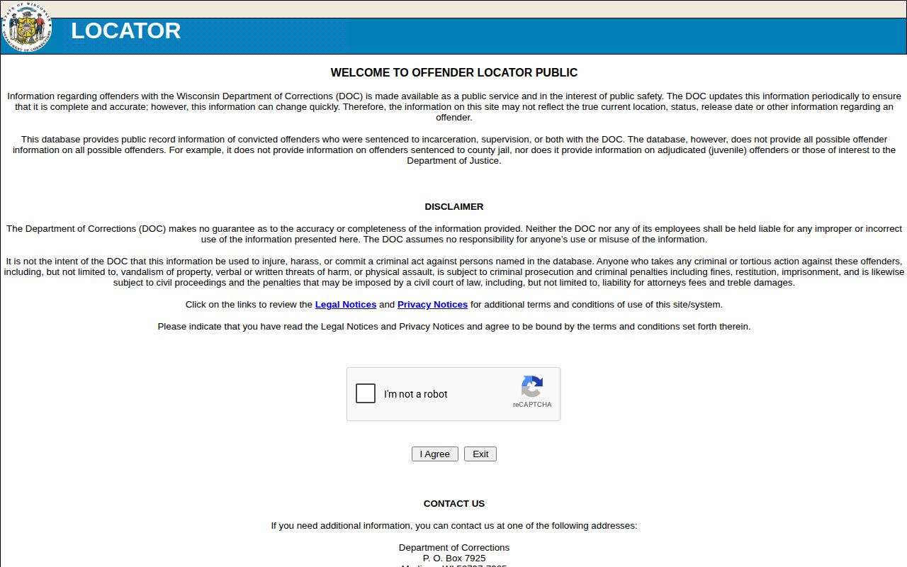 Lafayette County records guide showing the Wisconsin DOC offender locator path
